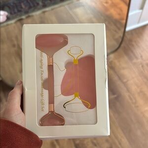 Pink Facial Massage Roller Set